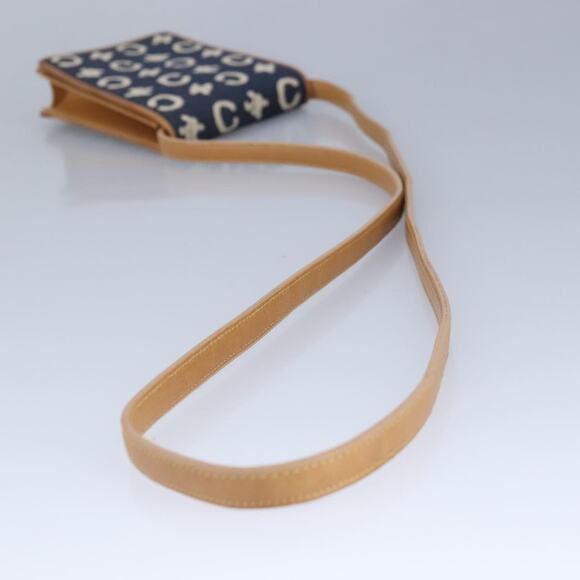 CELINE C Macadam Canvas Shoulder Bag Blue Gold - Picture 7 of 12